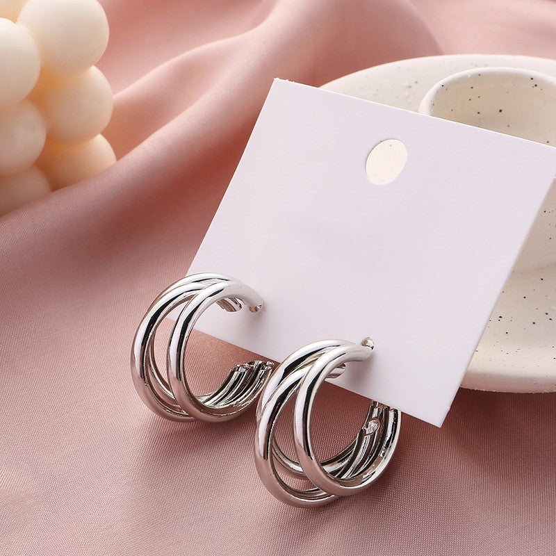 High quality elegant Round Silver and gold earrings