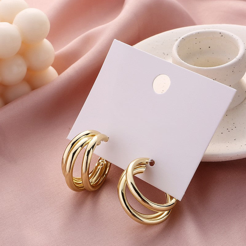 High quality elegant Round Silver and gold earrings