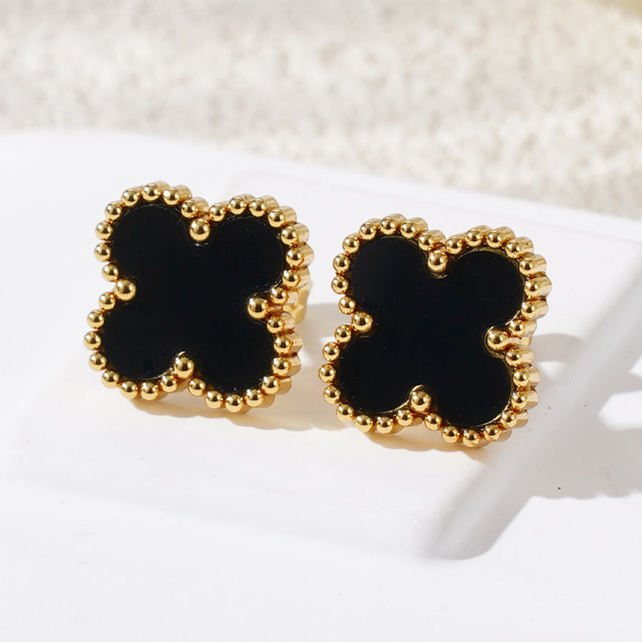 Black Clover Earing Stud - Stainless Steel studs for everyday use for girls