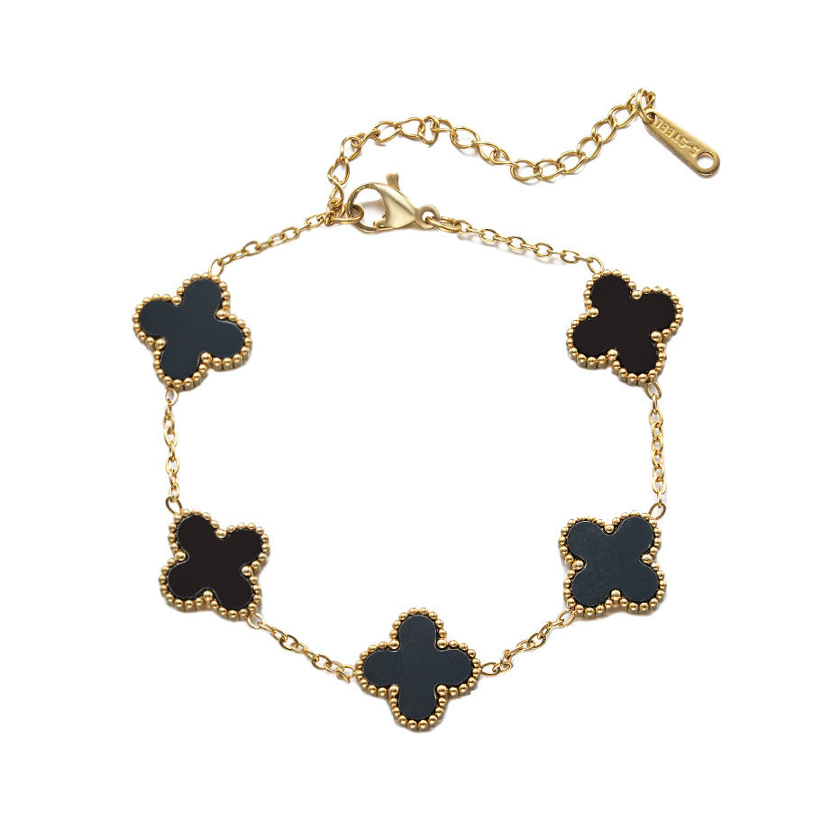 Clover Stainless Steel Bracelet - Van clef Onyx Bracelet