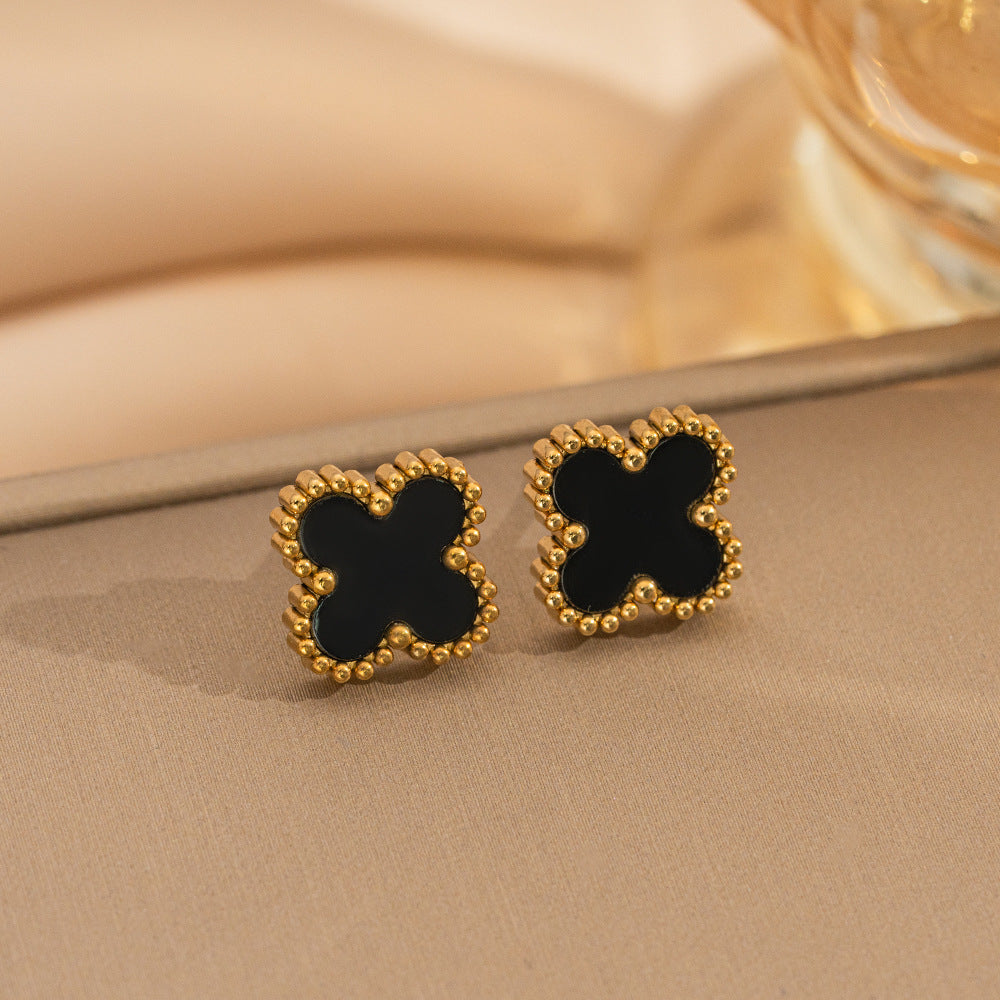 Black Clover Earing Stud - Stainless Steel studs for everyday use for girls