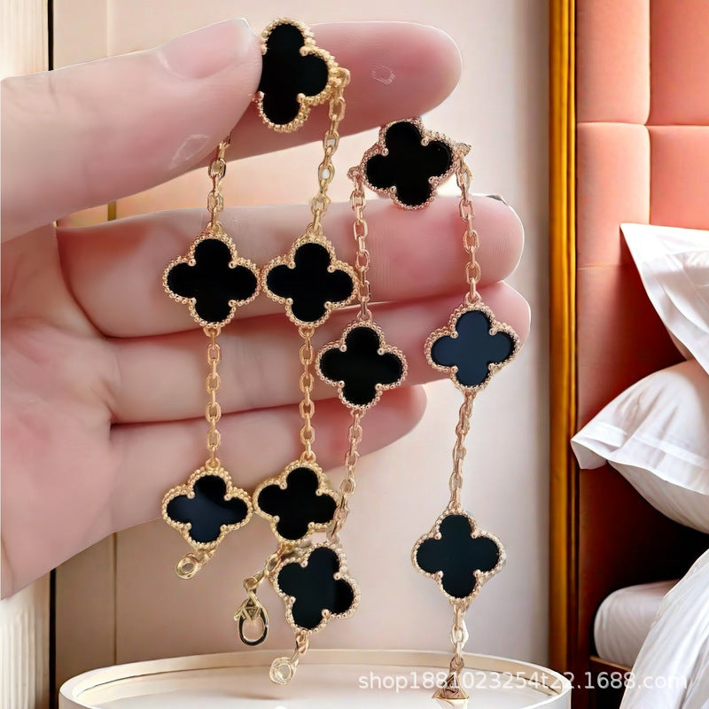 Clover Stainless Steel Bracelet - Van clef Onyx Bracelet