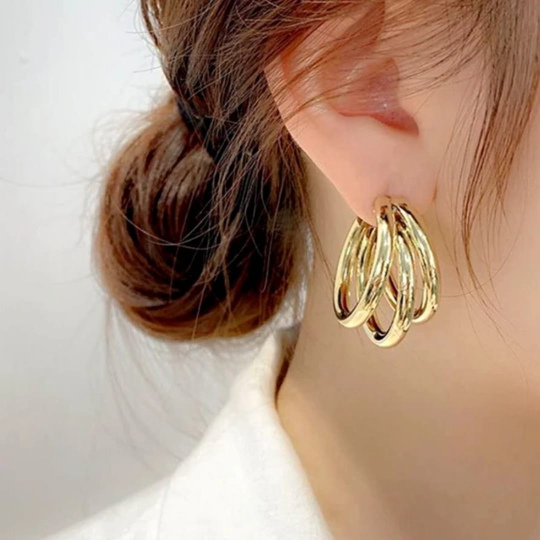 High quality elegant Round Silver and gold earrings