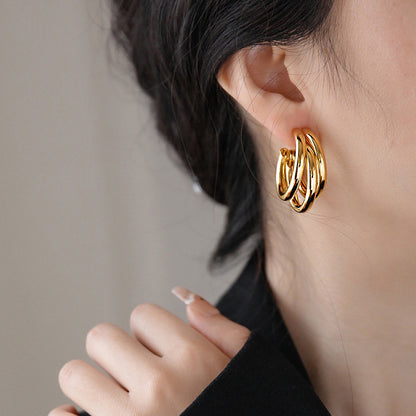 High quality elegant Round Silver and gold earrings