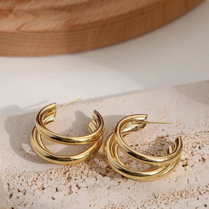 High quality elegant Round Silver and gold earrings