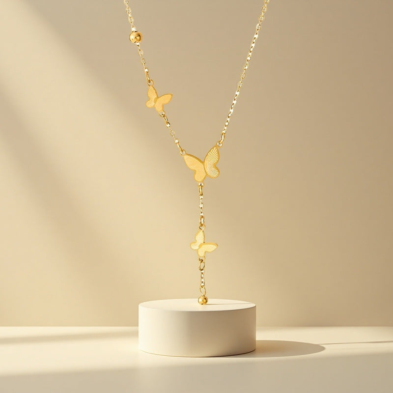 Butterfly Shape Design Gold Necklace