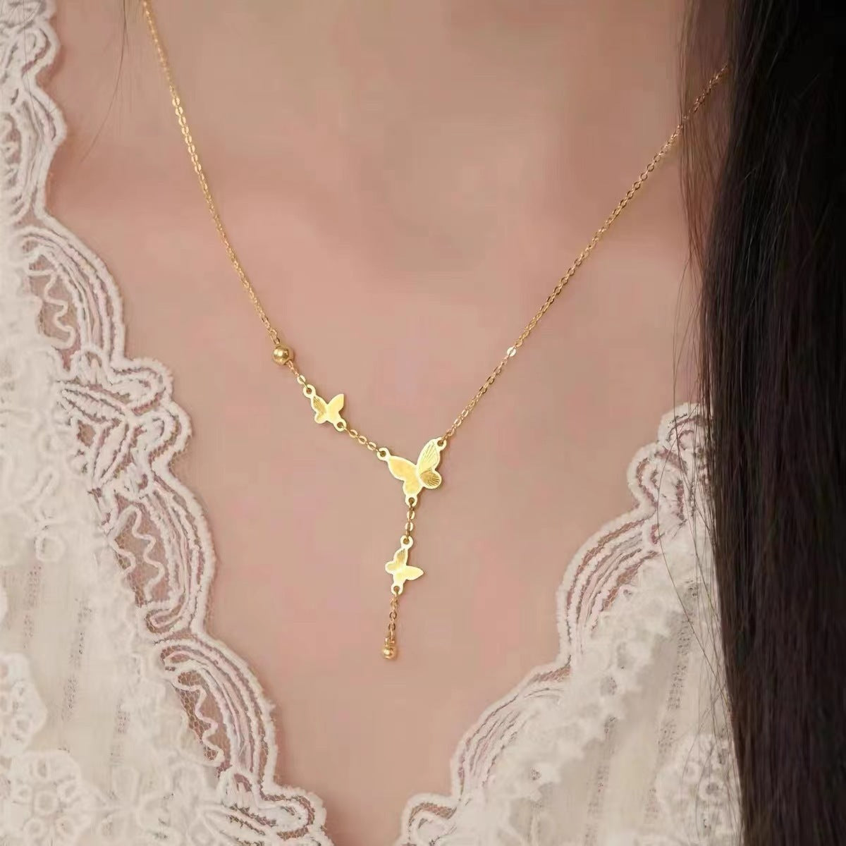 Butterfly Shape Design Gold Necklace