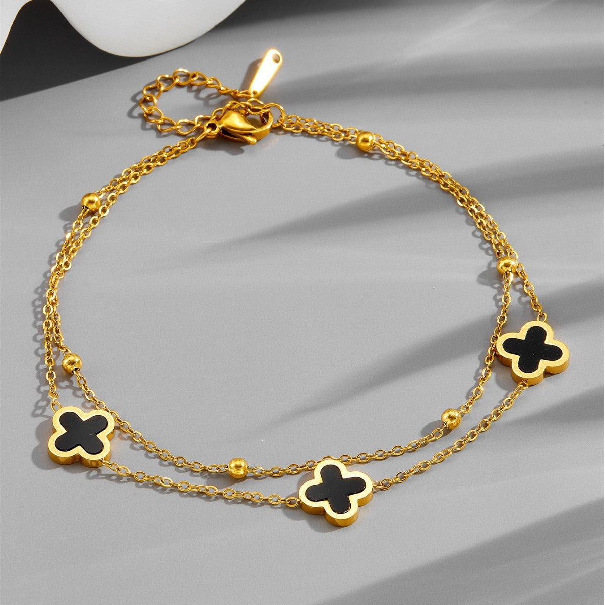18k Gold Stainless Steel Four-leaf Clover Double Layer