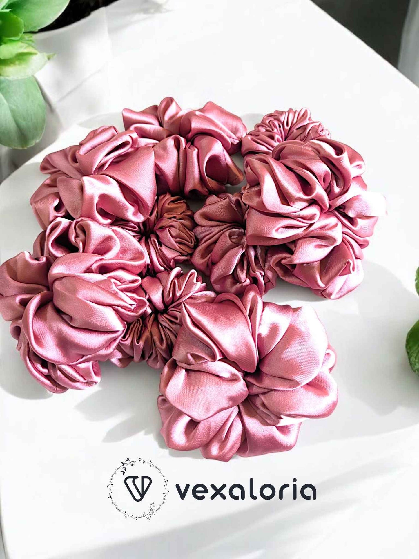 Rosy Ruffle Scrunchies