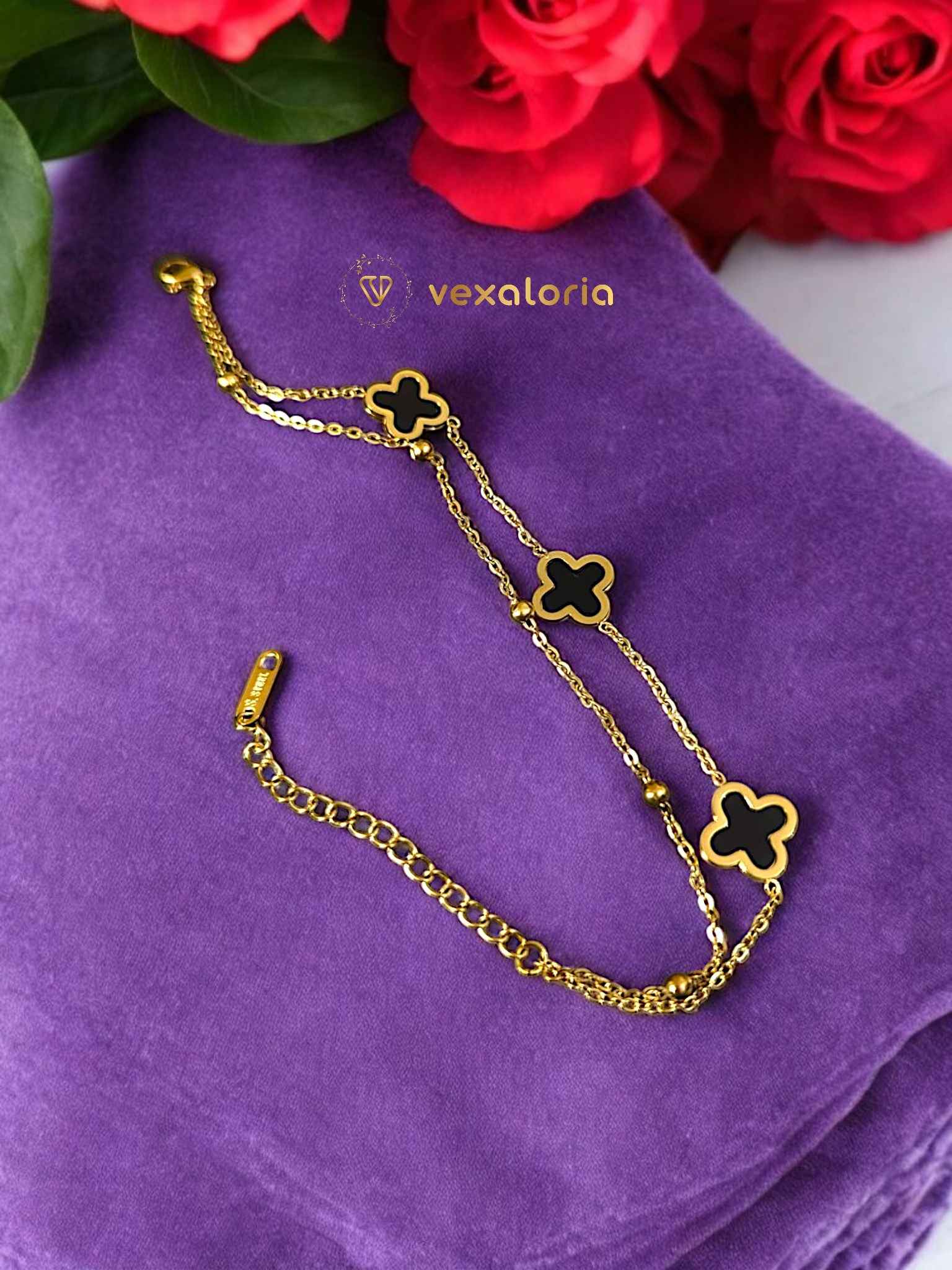 18k Gold Stainless Steel Four-leaf Clover Double Layer