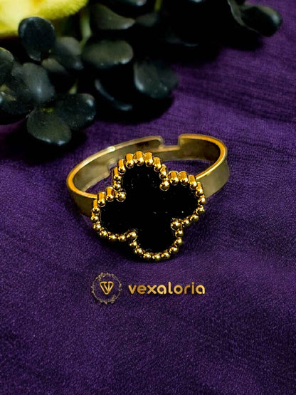 Premium Stainless Steel Brand Inspired Clover van clef Ring
